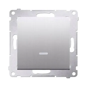 vypínač Tlačítko zapínací, s orientačním LED podsvětlením bez piktogramu,, Simon 54 DP1AL.01/43, stříbrná metalizovaná