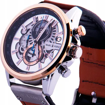 Hodinky PÁNSKÉ HODINKY MARC VERSO ELEGANTNÍ KOŽENÉ STOPKY