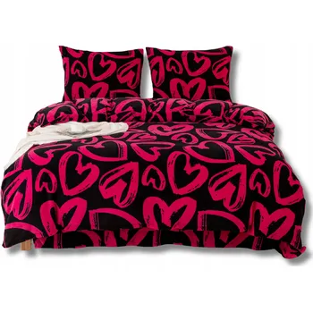 Povlečení Povlečení Tlusté z mikrovlákna Medvídek 220x200 cm 3 Č. Srdce Růžové