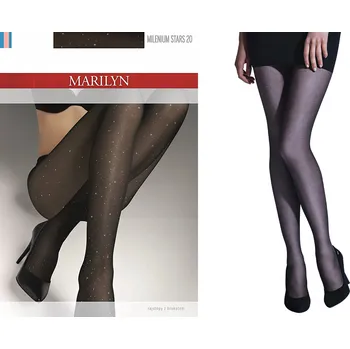 Dámské punčochy Punčocháče hladké Marilyn Hladké lesklé punčocháče ve stylu glamour 20 DEN modré ELEMENTAL BLUE velikost 5XL