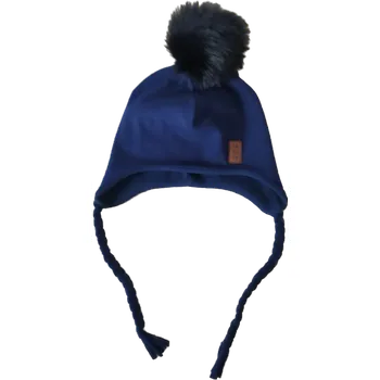 Čepice Natuty Ušanka s bambulí - Pařížská modrá Velikost: 43-47