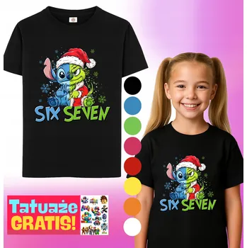 Dětská móda Dětské tričko Stitch Six Seven 67 T-Shirt M 140 Cm A3 + TETOVÁNÍ DÁREK