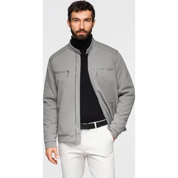 Pánská větrovka Pánská motorkářská bunda s kapsami a límcem - šedá V3 OM-JALP-0157 - S