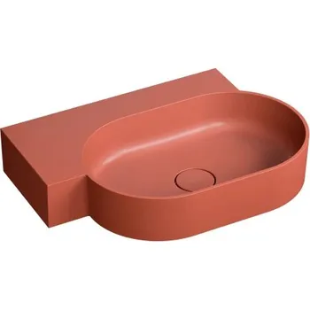 Omnires Ovo M+ umyvadlo na desku / závěsné – levé, 64 × 44 cm, terracotta mat OVO645UWLTE