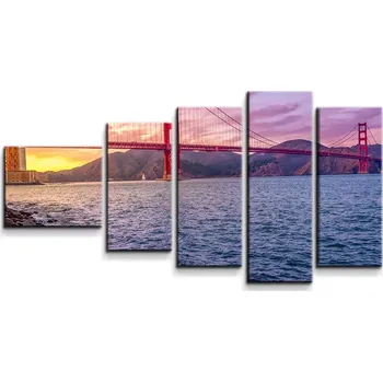 Obraz Sablio Obraz - 5-dílný Golden Gate 5 - 100x60 cm