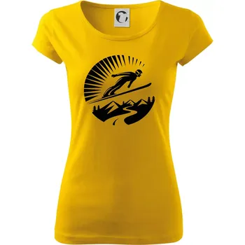 Dámské tričko Skokan černý v kruhu - Dámské triko Pure - S ( Žlutá )