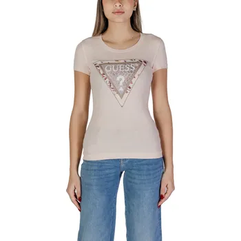 Dámské oblečení Guess triko s krátkým rukávem Guess krémová | vícebarevná 3493620