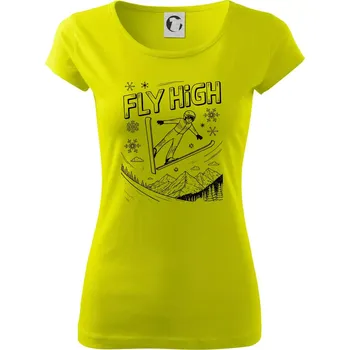 Černobílý skokan fly high - Dámské triko Pure - XL ( Limetková )