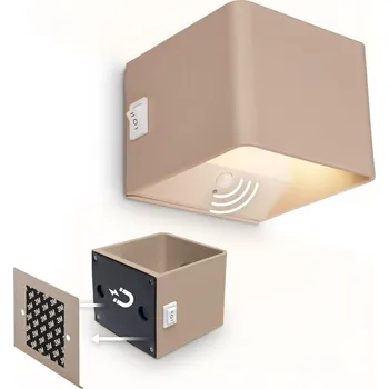 Nástěnné svítidlo BRILONER Borra nástěnné svítidlo - 1,5W, 100lm, bezdrátové, LED, s pohybovým čidlem, béžové 3879011