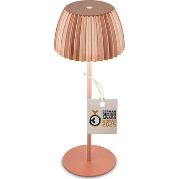 Lampička BRILONER Nabíjecí stolní lampa Riffle - 36,5 cm, 2W, 200lm, IP44, bezdrátová, LED, stmívatelná, dotykový vypínač, měď 7553013