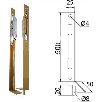 Zástrč rohová INY 500 mm žlutý zinek