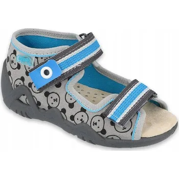 Chlapecké bačkory Befado dětské papuče na suchý zip šedé, velikost 20