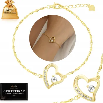 Náramek ZLATÝ DÁMSKÝ NÁRAMEK SRDCE, DÁREK PRO NI, ŽENU, MAMINKU, MANŽELKU, BABIČKU