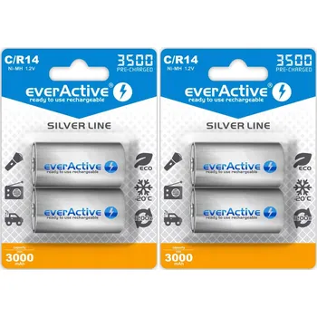 Článková baterie Nabíjecí Baterie C / R14 Ni-MH everActive 3500 mAh Silver Line (box 2 ks)
