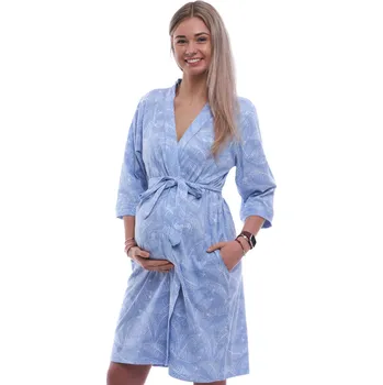 Dámský župan lehký župan do porodnice na kojení 1G0633 modrá m