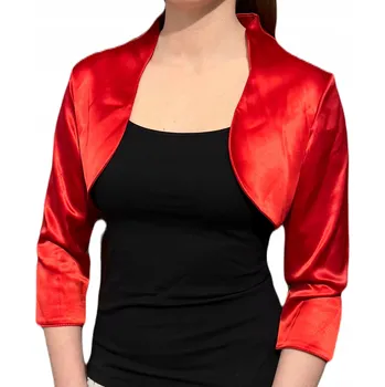 Bolerko Saténové bolerko klasického střihu červené s 3/4 rukávem - JOLA 38