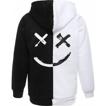 Pánská mikina Pánská Dvoubarevná mikina s kapucí Potisk Úsměv - BE HAPPY - XL