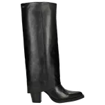 Černé Kožené Kozačky Na Podpatku Se Širokým Holínkem Wojas 7113751 39