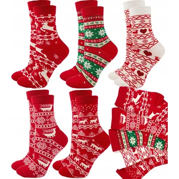 Dámské ponožky Ponožky VÁNOČNÍ Dámské Bavlněné 5 párů barevné dárek Mikuláš
