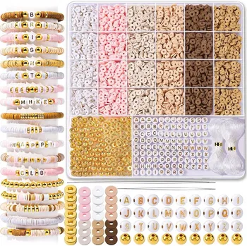 Dětské navlékací korálky Sada korálků na výrobu náramků a bižuterie, korálky s písmenky, 7200 ks