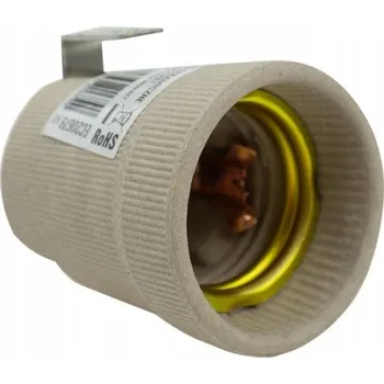 Objímka na žárovku Keramická objímka pro žárovku E27 s DRŽÁKEM a plechem