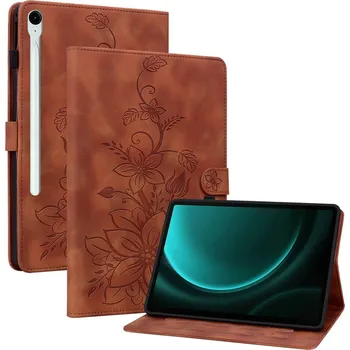 Pouzdro na tablet VSECHNONAMOBIL 129934 ART Lilie Zaklápací pouzdro pro Samsung Galaxy Tab S9 FE / Tab S10 FE / Tab S10 Lite hnědé