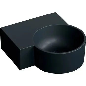 Omnires Ovo M+ umyvadlo na desku / závěsné – levé, 33 × 34 cm, black lava mat OVO335UWLBLV