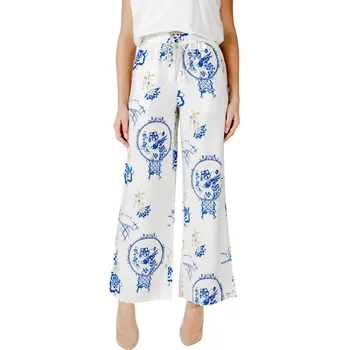 Dámské kalhoty Ichi vzorované kalhoty ICHI modrá | bílá 3493170