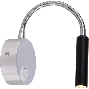 Nástěnné svítidlo Nástěnná čtecí LED lampa k posteli DINO - 3W, 3000K (teplá bílá), černá / chromovaná