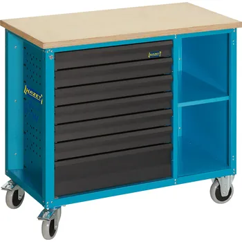 HAZET 177W-7, Pracovní stůl pojízdný Asistent | 1040 x 520 x 934 mm, Modrá HAZET, 7 zásuvek