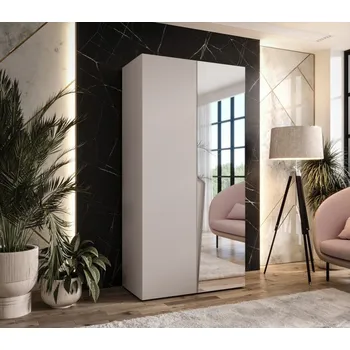 Šatní skříň Šatní zrcadlová skříň 100 cm SORAYA 2 - kašmír / kašmírový úchyt