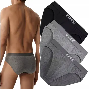 Pánské spodní prádlo 3-PACK Pánské sportovní slipy Atlantic 3MP-094-CZA/SZM/SZMC bavlněné XL