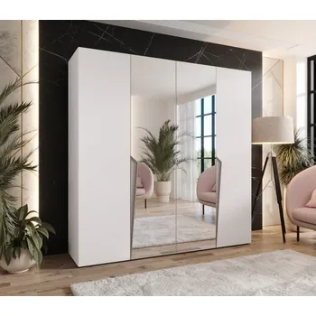 Šatní skříň Čtyřdveřová šatní skříň 200 cm SORAYA 2 - bílá / kašmírové úchyty