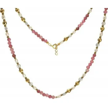 Náhrdelník POZLACENÝ STŘÍBRNÝ NÁHRDELNÍK s ČERNÝM TURMALÍNEM 6MM, vzor ANKR, KULIČKY, STŘÍBRO 925