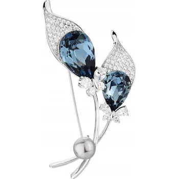 Brož Dvojitá květinová Brož PINETS se zirkony a motýly