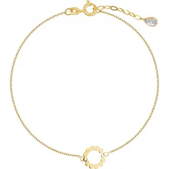 Náramek Zlatý dámský náramek 585 celebritka s kulatým přívěskem z koleček