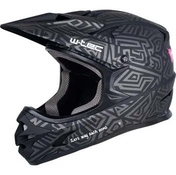 Helma na motorku W-TEC Downhill přilba Richpike Pink Tag On Black - S (55-56)