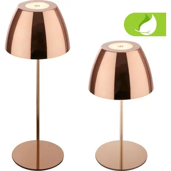 Lampička BRILONER Serina LED bezdrátová stolní lampička IP44, stmívatelná, dotykový vypínač, měď 7522013