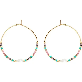 Náušnice Pozlacené náušnice Lilou 252/35/KOL/MIXKAM/MIXCOL/PEB/PO 252/35/KOL/PEB/PO růžová 03A, vel. ONE SIZE