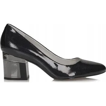 Dámské lodičky Lakované černé lodičky Indiana 8265 kulatý špička - 37