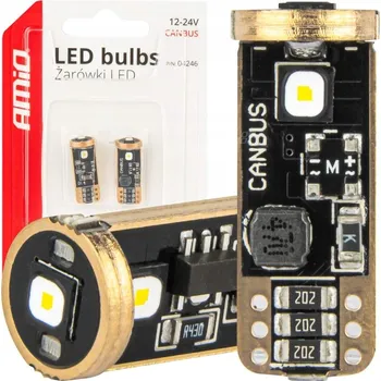 Povinná bezpečnostní výbava LED žárovky CANBUS T10 W5W 3SMD 3838 Bílé 12V 24V AMIO-04246