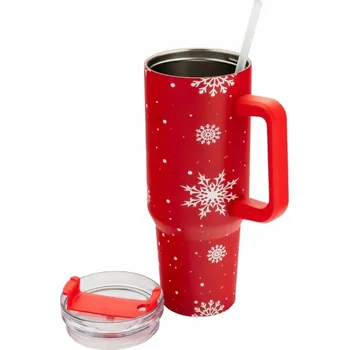 Termohrnek Termohrnek s brčkem, vánoční káva čaj Altom Winter Christmas Tree, 1,2 l