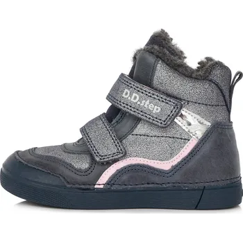 Chlapecká obuv D.D.Step Zimní obuv D.D. STEP W068-495A - modrá třpytivá (růžový proužek) Velikost: 34