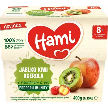 Hami Ovocný příkrm 100% ovoce jablko, kiwi, acerola 400 g