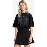 Reporter Young | Dívčí černé tričko LOOSE s potiskem „BORN IN THE DARK“ - Barva ČERNÁ, Velikost 158 253-0440G-49-100-1