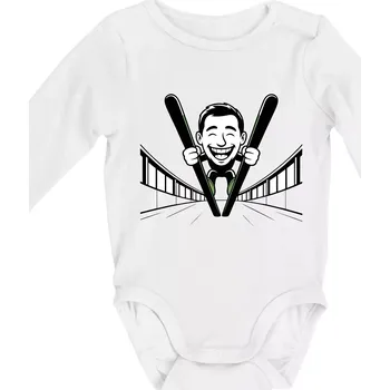 Kojenecký body Vysmátý kreslený skokan - Body kojenecké s dlouhým rukávem - Dlouhý r. do 3 měs ( Bílá )