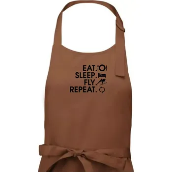 Kuchyňská zástěra Eat sleep fly repeat - skoky na lyžích - Pánská zástěra na vaření - Univerzální velikost ( Kakaová )