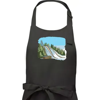 Kuchyňská zástěra Obrázek skokanských můstků - Pánská zástěra na vaření - Univerzální velikost ( Dřevěné uhlí )