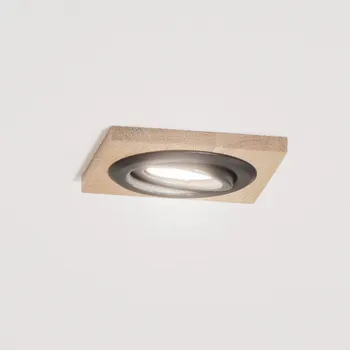 Lampička Lamkur Stropní vestavná svítidla Tobby, 10 x 10 cm, sada 3 ks, dubové dřevo GU10 dub, černý 1 x 5 W LED - Doprava zdarma