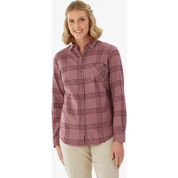 Dámská košile FORCLAZ Dámská turistická károvaná košile Travel 500 XL FIALOVÁ|RŮŽOVÁ